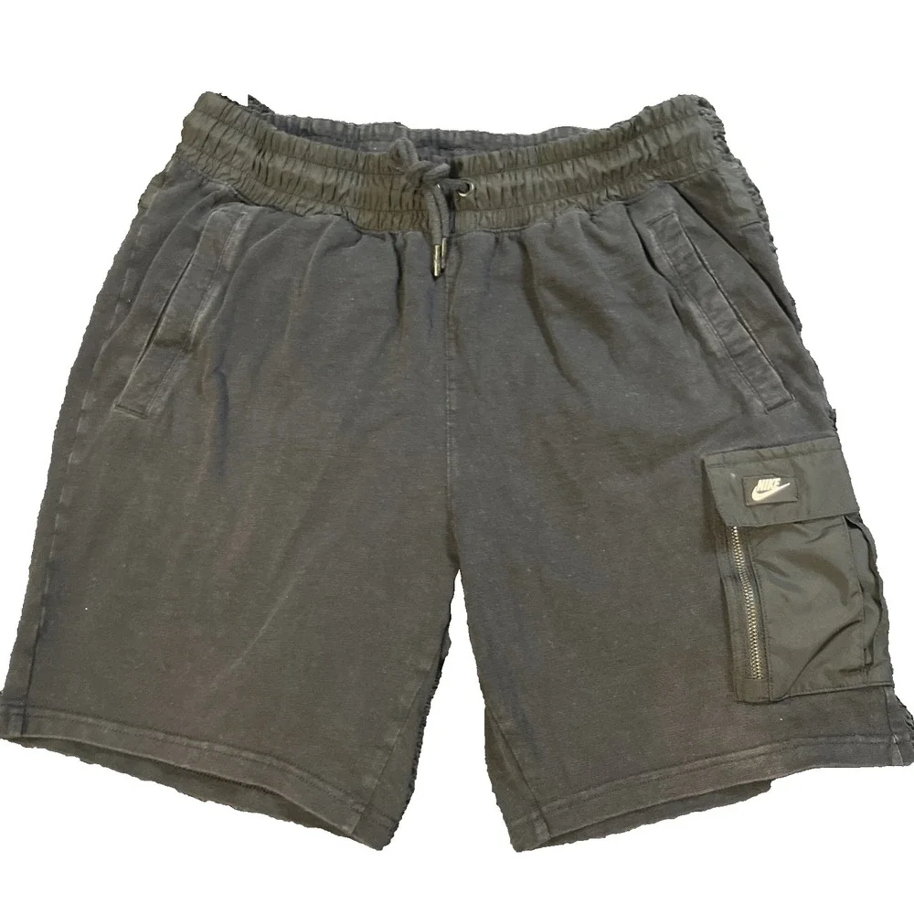 NIKE Sportswear cotton Lightweight Fleece Shorts Men's Medium Black cargo